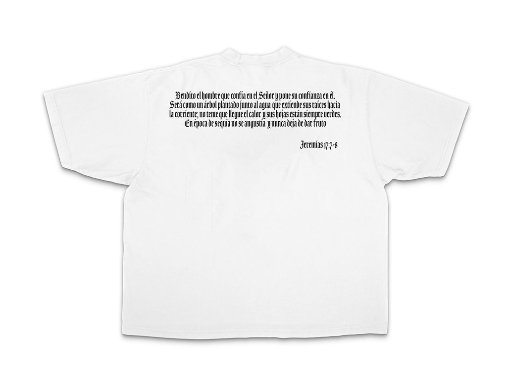 OverlyBlessed white logo tee